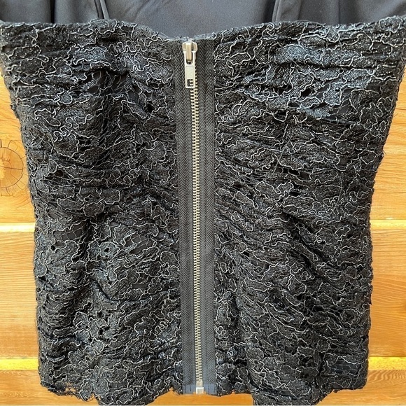 Intermix Black Metallic Lace Spaghetti Strap Corset Crop Top XSmall NWT - Picture 7 of 11